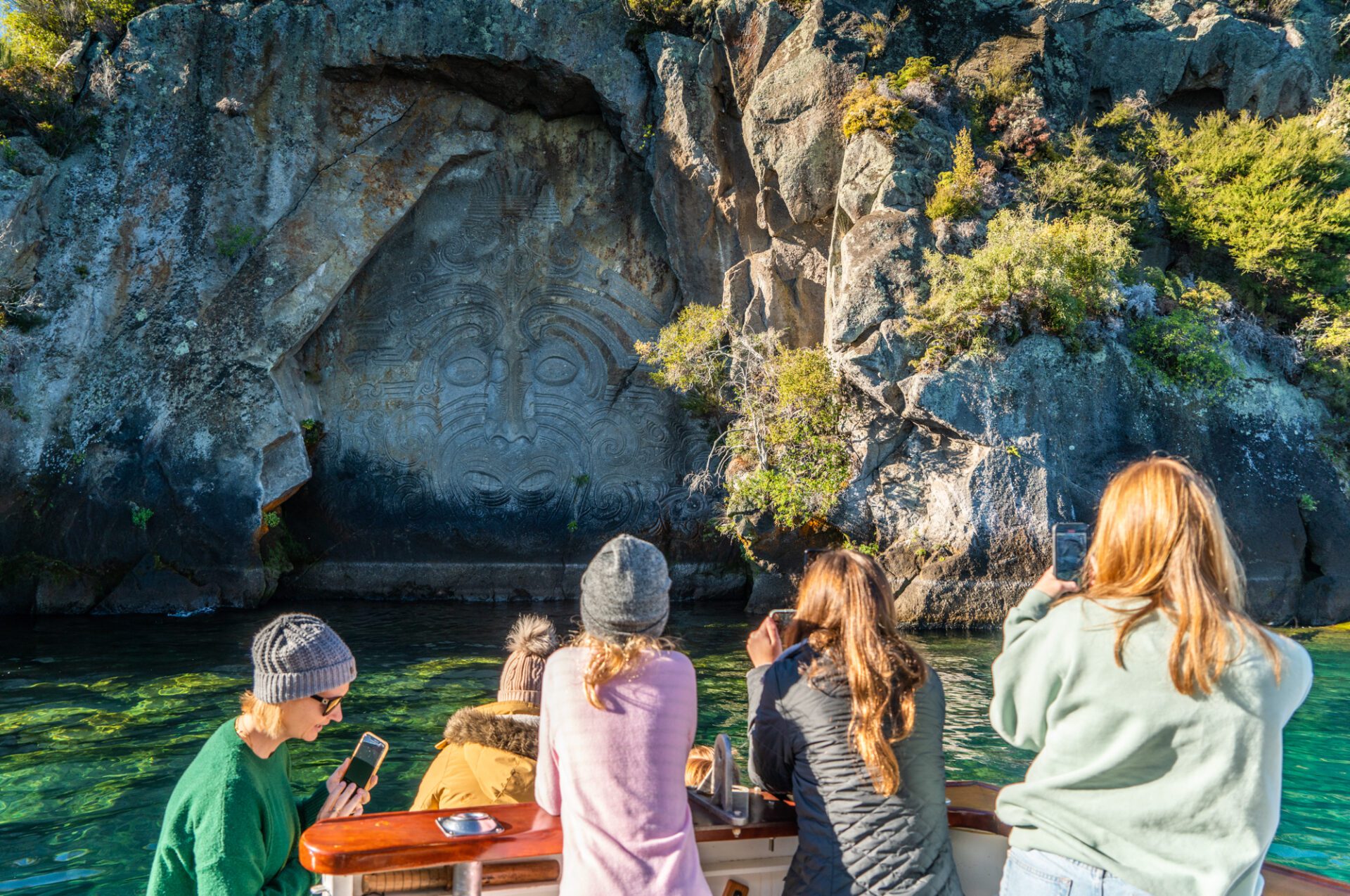 Maori Rock Carvings from boat lake taupo