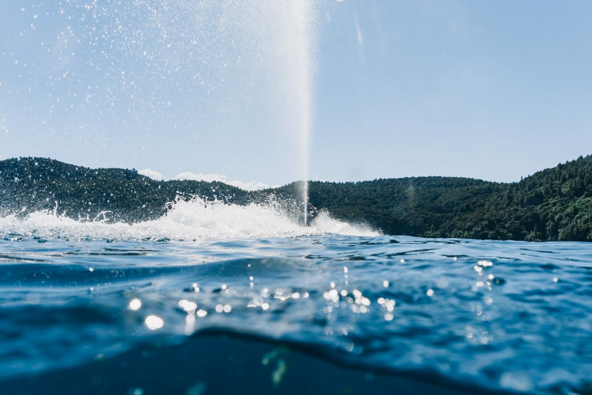 Plume of water on Lake Taupo NZ